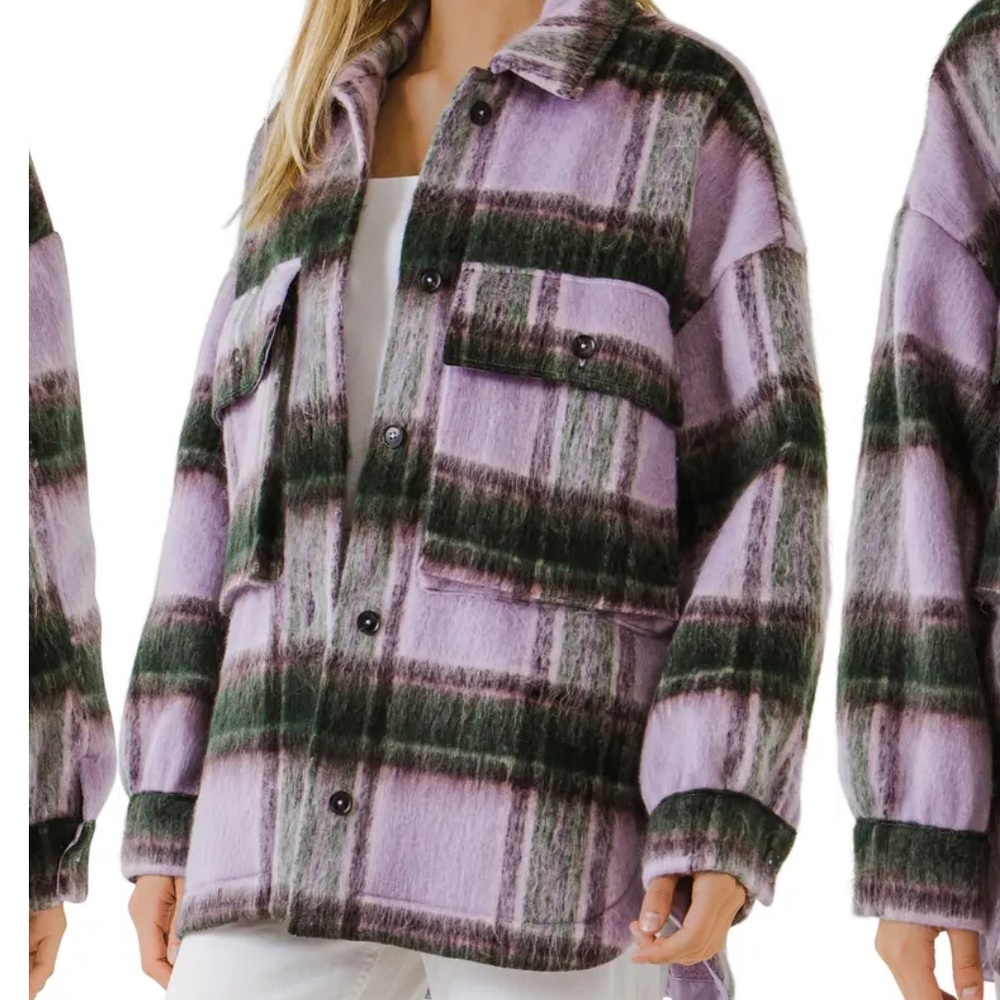 Plaid Shacket Grey Lab